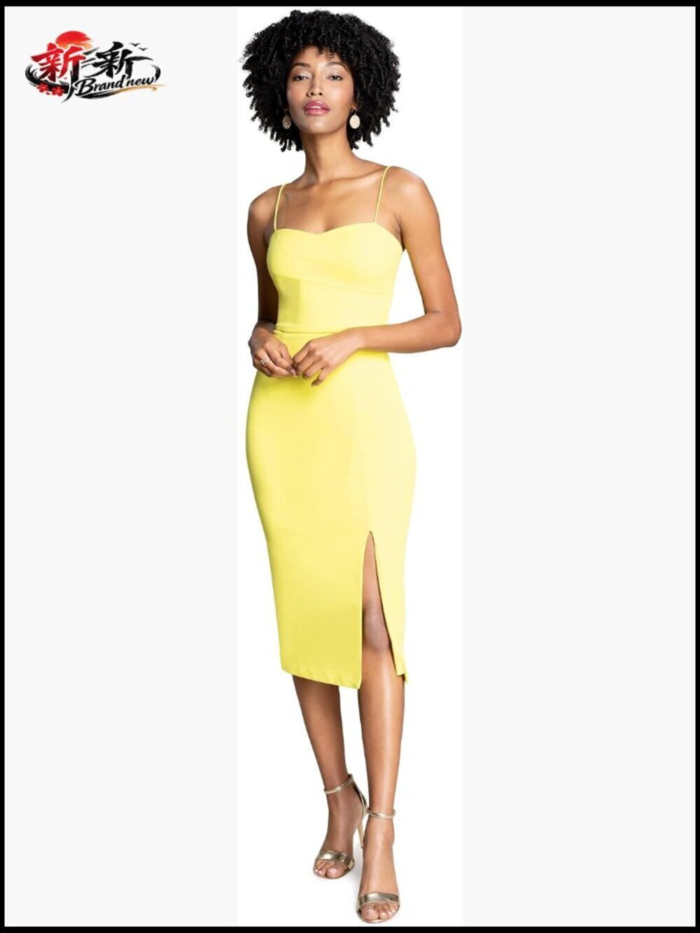 Polyester Blend Bodycon Midi Dress Sweetheart Neckline